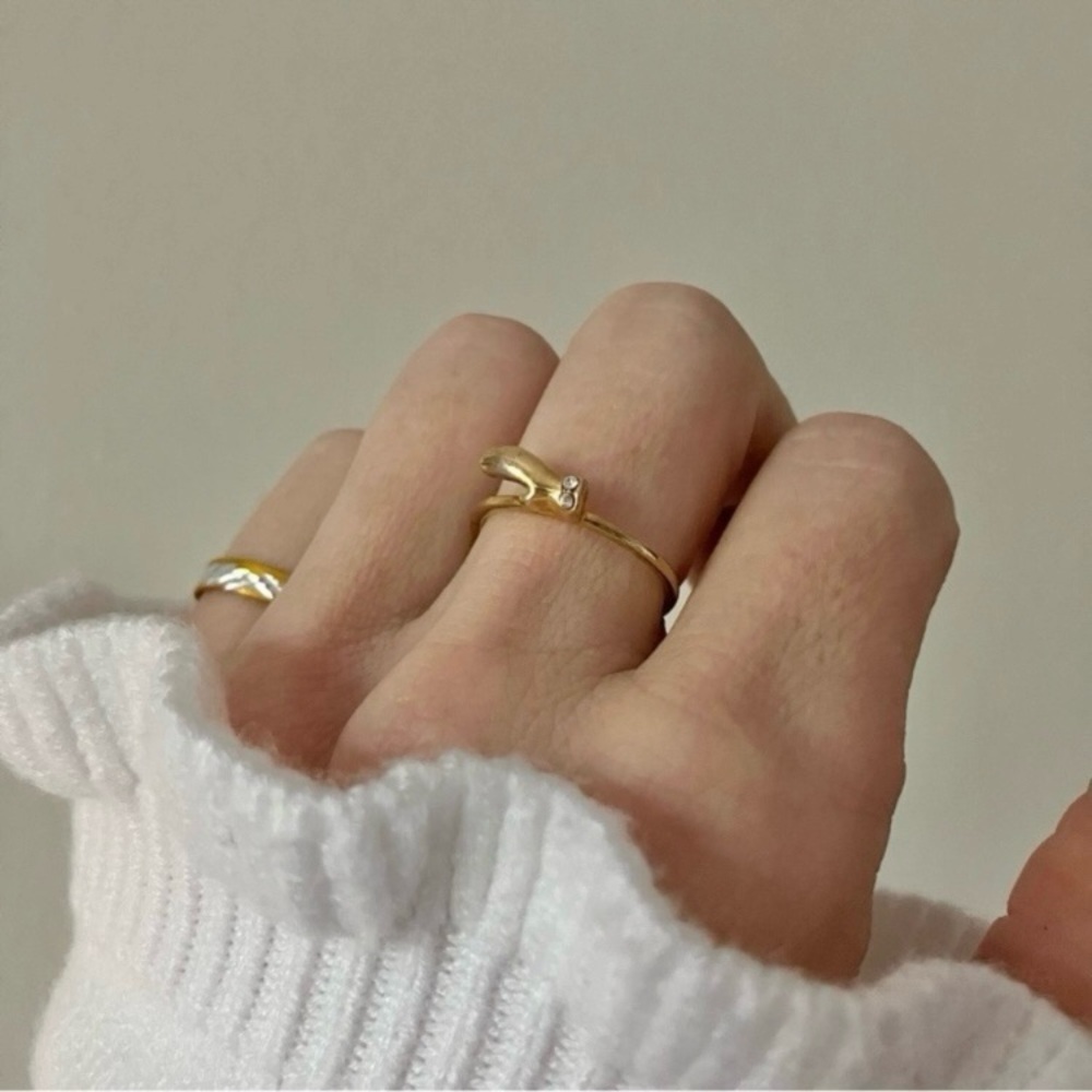 Thin Gold Diamond Abstract Ring “Lyra” 8 Minimal Eclectic Unique Whimsigoth